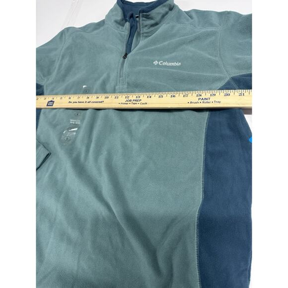 Columbia Sweatshirt Mens Large Green Half Zip Pine Ridge Fleece Pullover Hiking - Picture 3 of 8